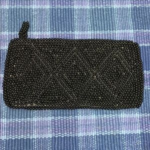 Cute vintage black beaded clutch